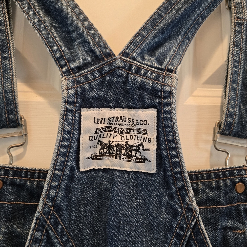 Vintage 90s Levi Strauss & Co Overalls S Medium Blue Wash 100% Cotton Denim - Picture 8 of 11
